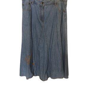 Embroidered Ladies Denim A-Line  Skirt 14 Floral Cowgirl Boho Western Rodeo